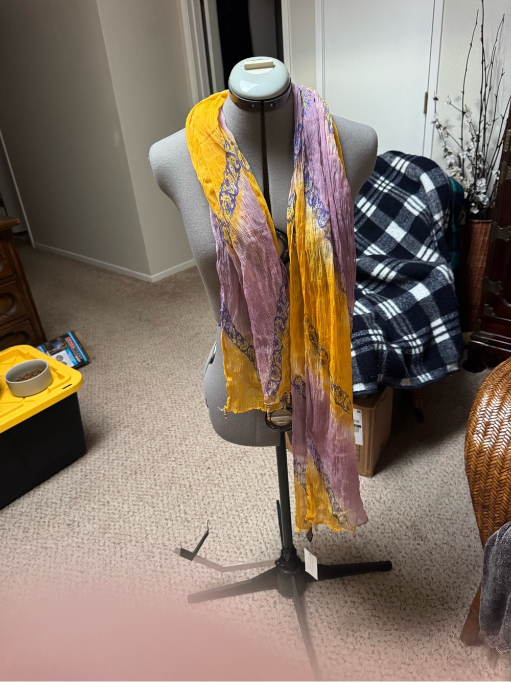 Raj lightweight gauze scarf featuring a crinkled texture